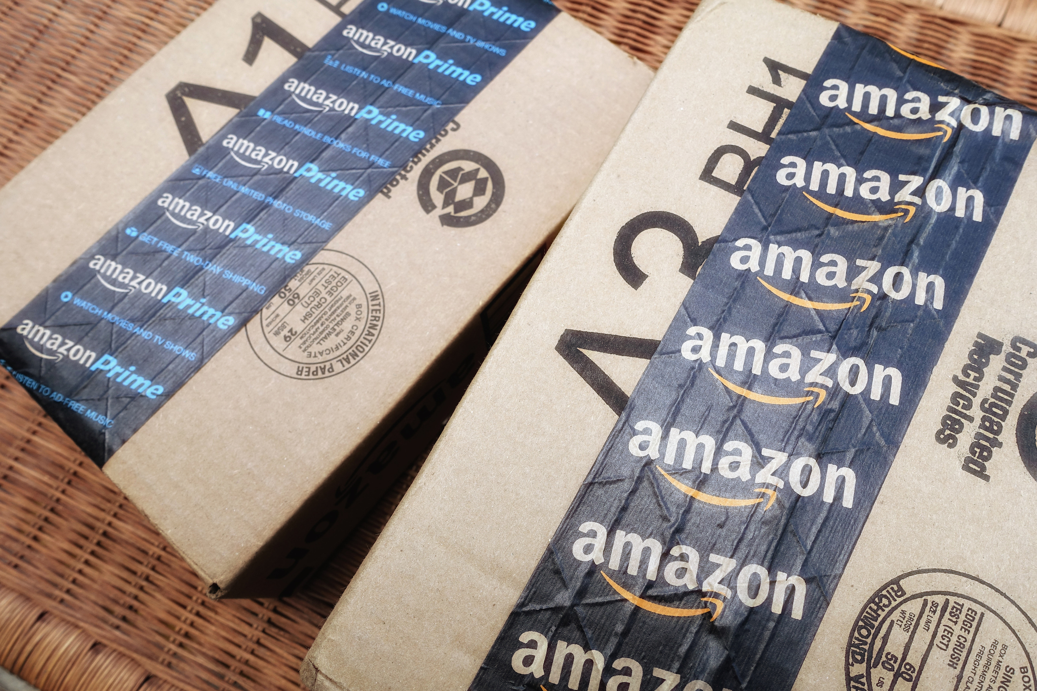 amazon boxes taped with amazon tape